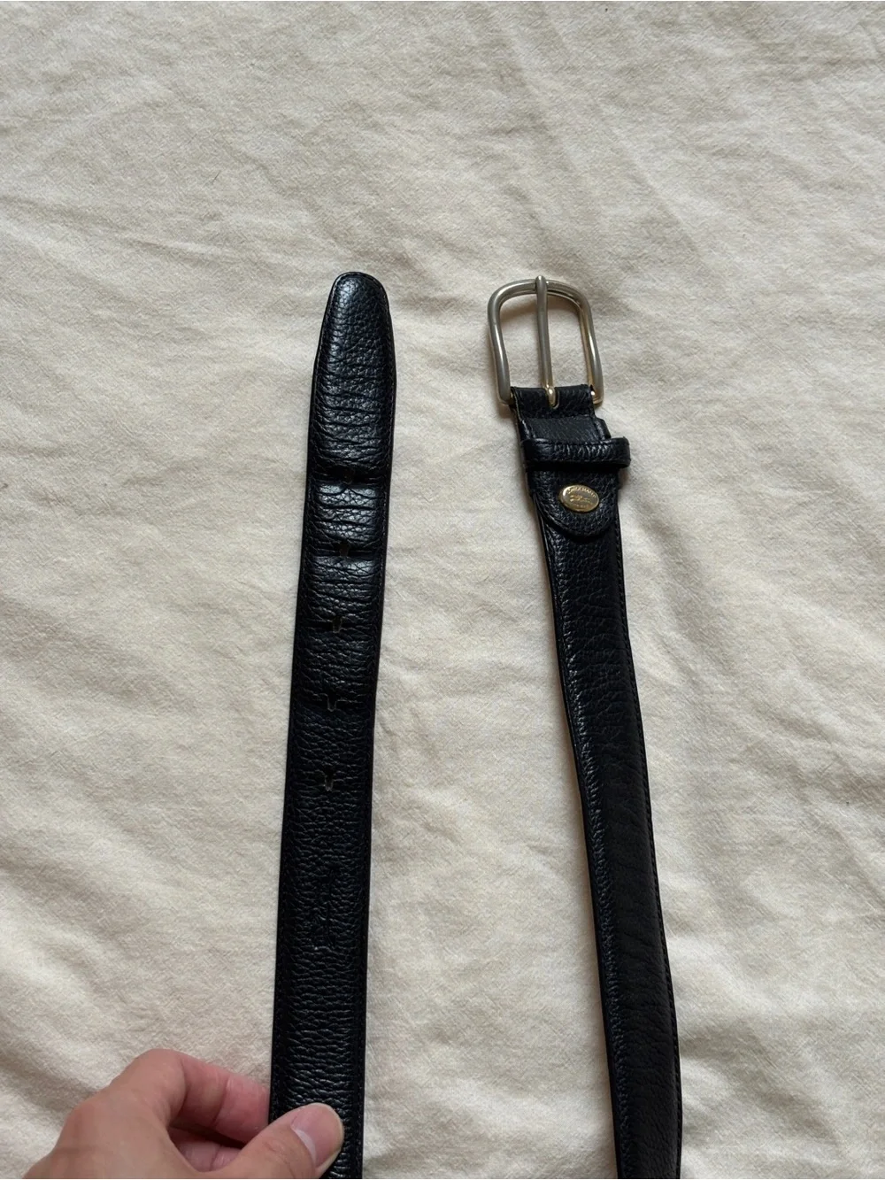 Longchamp Black Leather Dress Belt Size 38